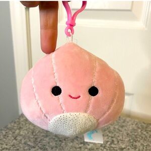 Squishmallow Aicha The Pink Seashell With Sparkle Belly 3.5in Clip-On